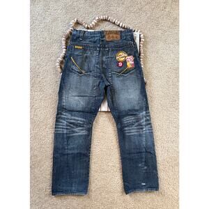 Vintage Y2K Adademiks Baggy Streetwear Hip Hop Distressed Patch Jeans